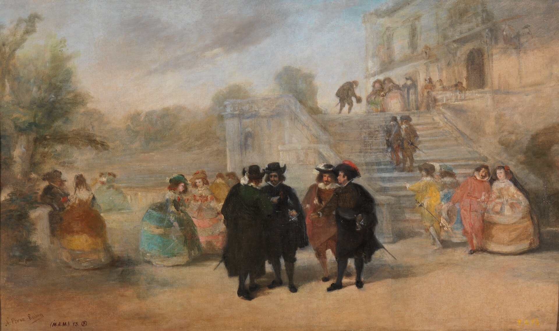 Atentado contra Quevedo, pintura de Pérez Rubio