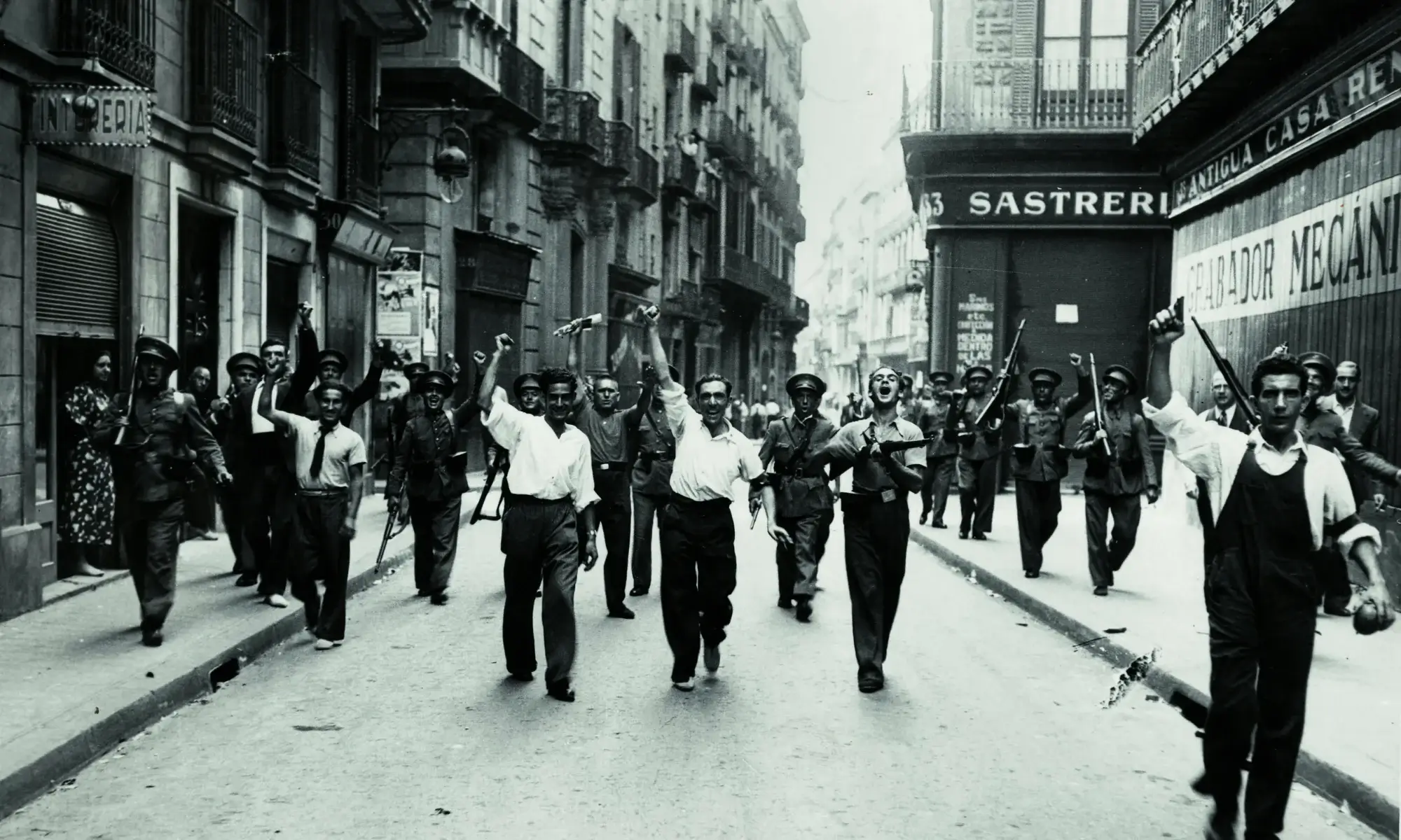 Manifestación en Barcelona durante la guerra civil