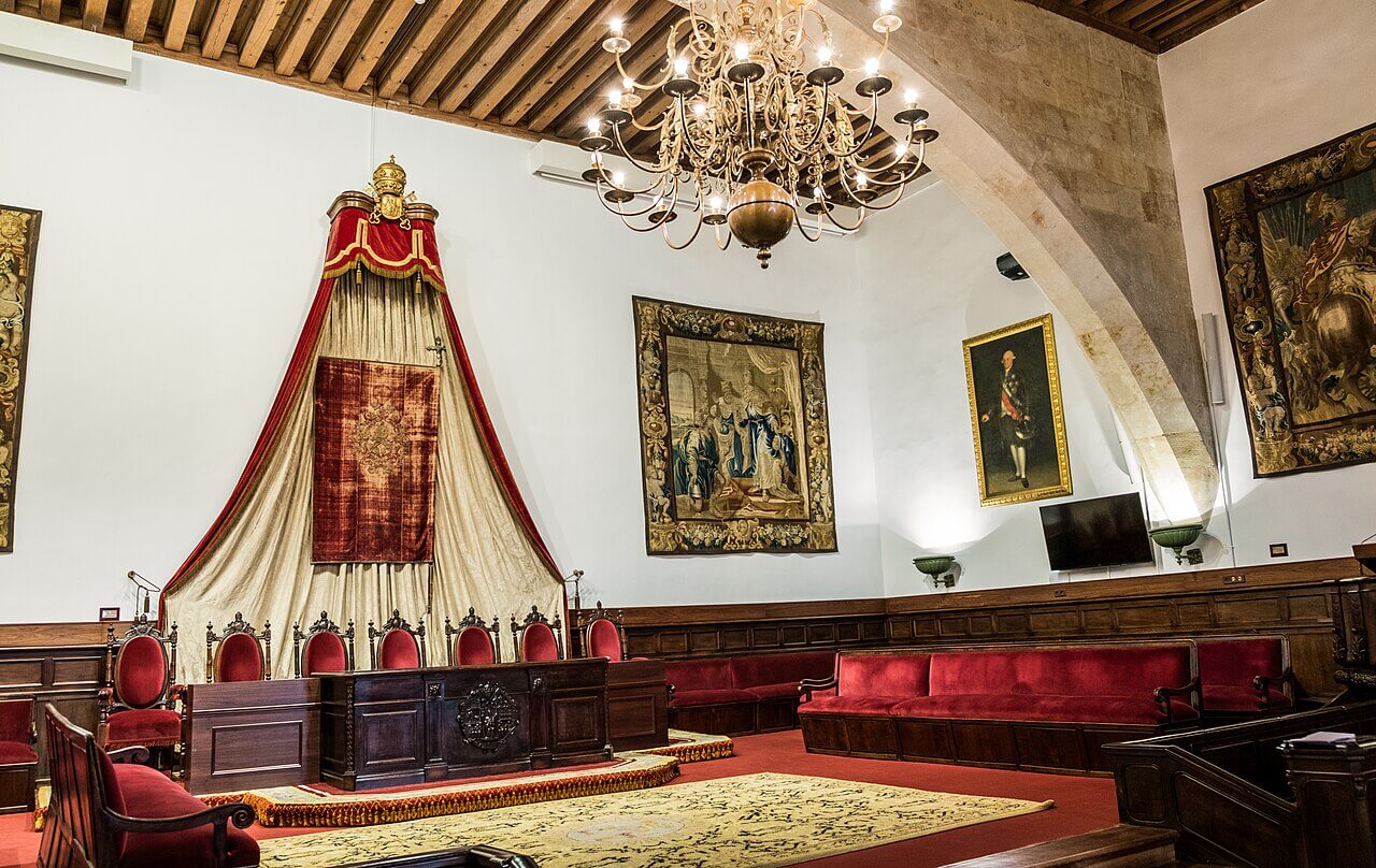 Paraninfo de la Universidad de Salamanca en el que tuvo lugar el enfrentamiento entre Unamuno y Millán Astray