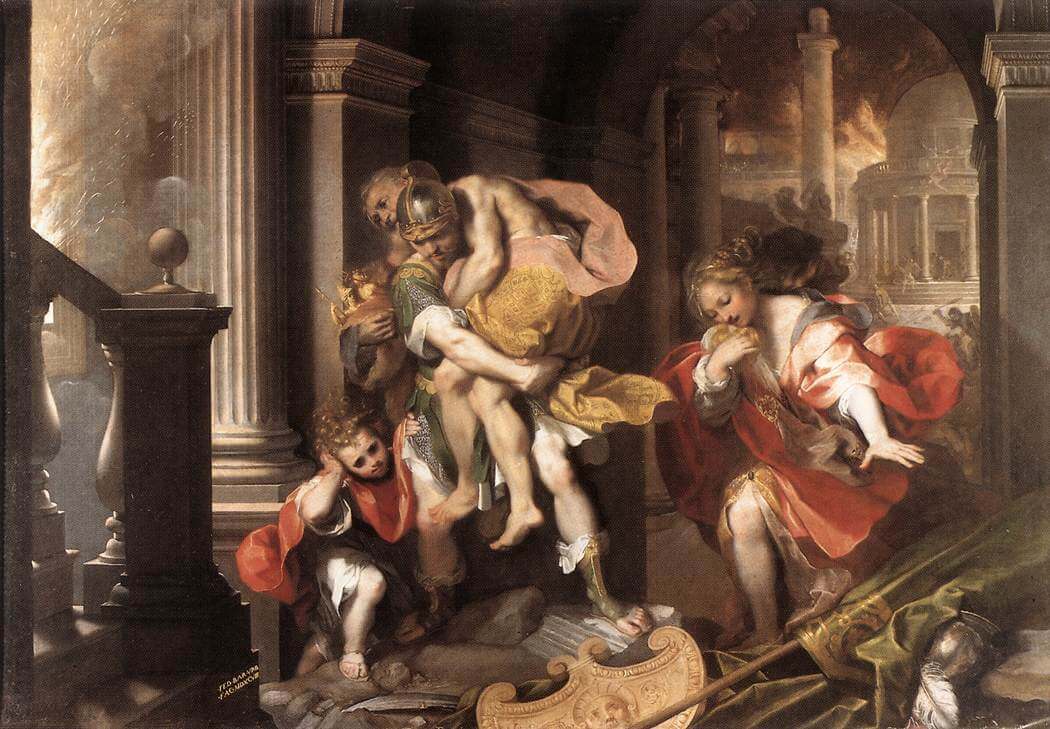 Eneas huye de Troya, por Federico Barocci