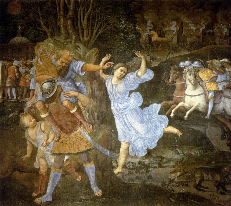 Eneas huye de Troya por Girolamo Genga