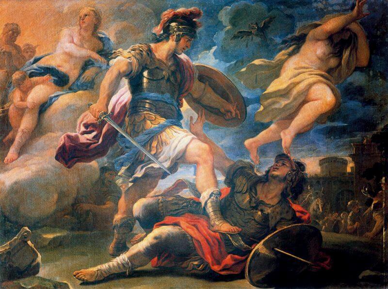 Eneas y Turno de Luca Giordano
