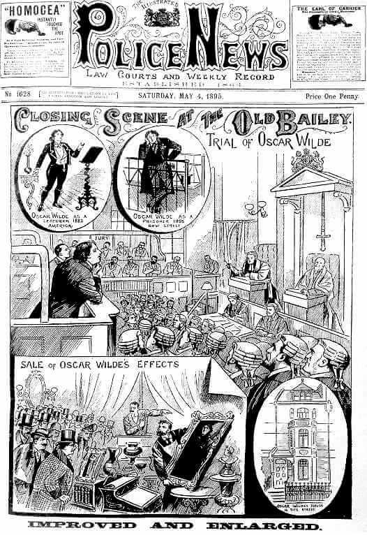 Portada de la prensa sobre el juicio a Oscar Wilde