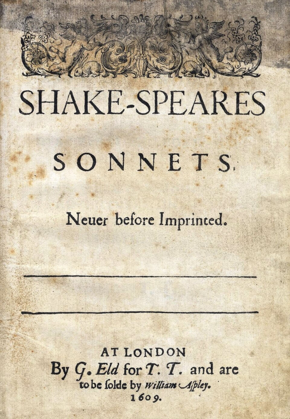 Portada de los sonetos de Shakespeare
