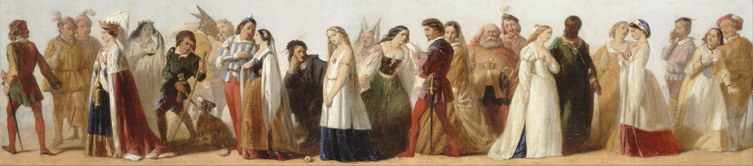 Los personajes de las principales obras de Shakespeare en una pintura anónima